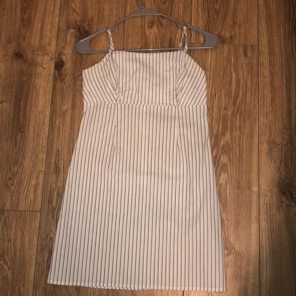 White striped spaghetti strapped dress